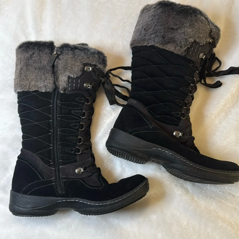Women's Blondo Sport Black Calf Aqua Protect Zip Up Winter Boots Sz. 9 1/2